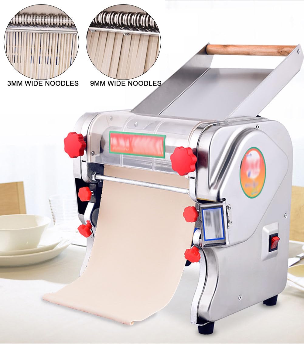 Maquina para Hacer Pasta,Automático Maquina De Hacer Pasta Fresca‌ para Fideos Anchos,Fideos Finos,Laminadora de Masa para Amasar,Laminar y Cortar,Doughwidth24cm