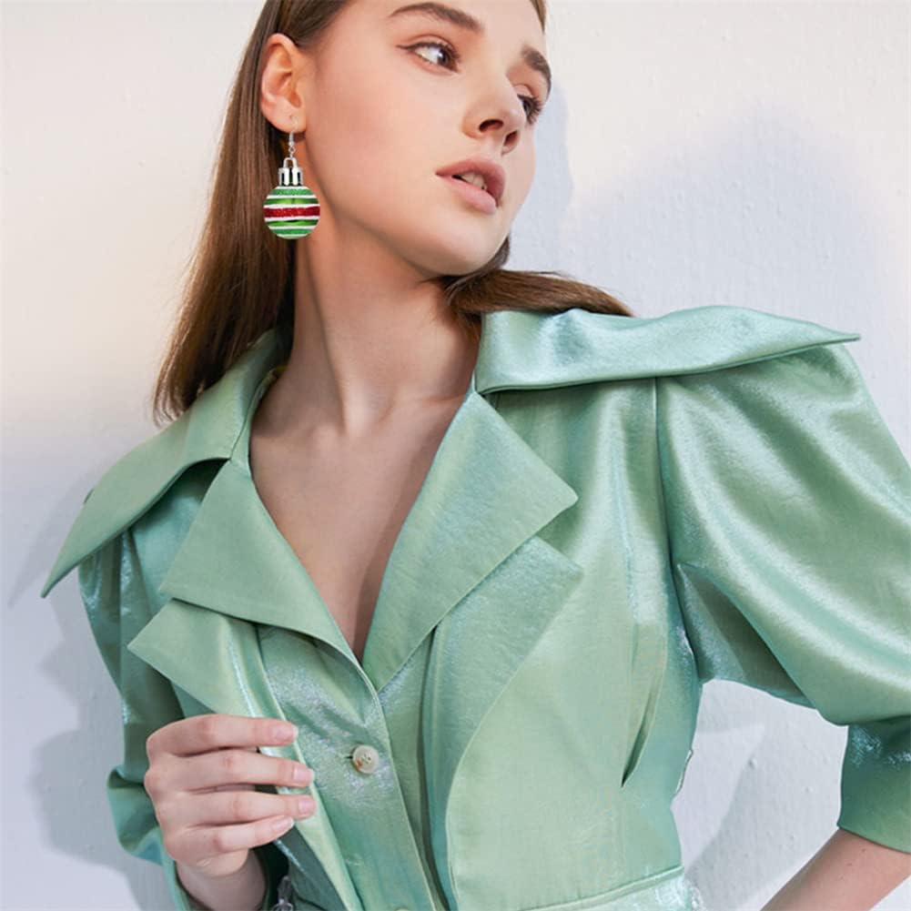Lightweight Christmas Dangle Earrings for Women Creative Red Green Ball Earrings for Women Christmas Jingle Bow Earrings Christmas Jewelry Gift - Image 5