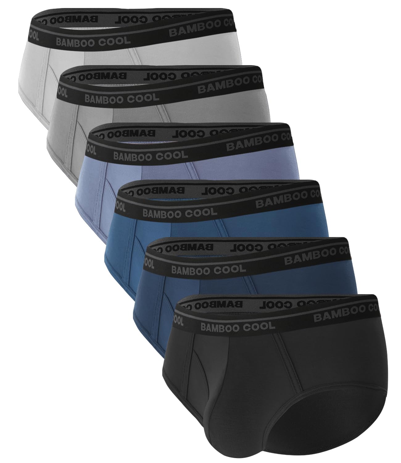 BAMBOO COOL Mens Breathable Soft Underwear Open-fly Classic Briefs, Tag-free, 6 Pack