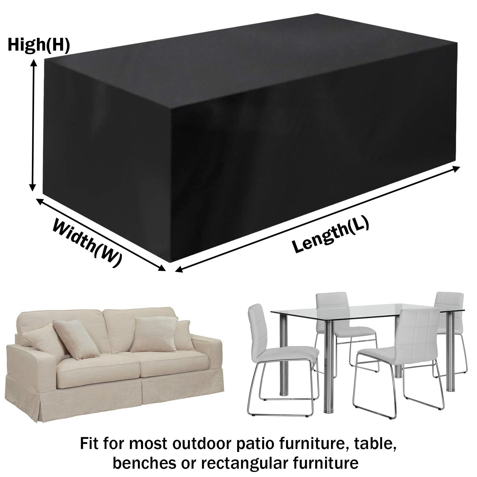 Copertura impermeabile per mobili da giardino, 90 x 90 x 75 cm, protezione per tavolo rettangolare in tessuto Oxford traspirante, protezione per mobili da giardino, protezione resistente alle