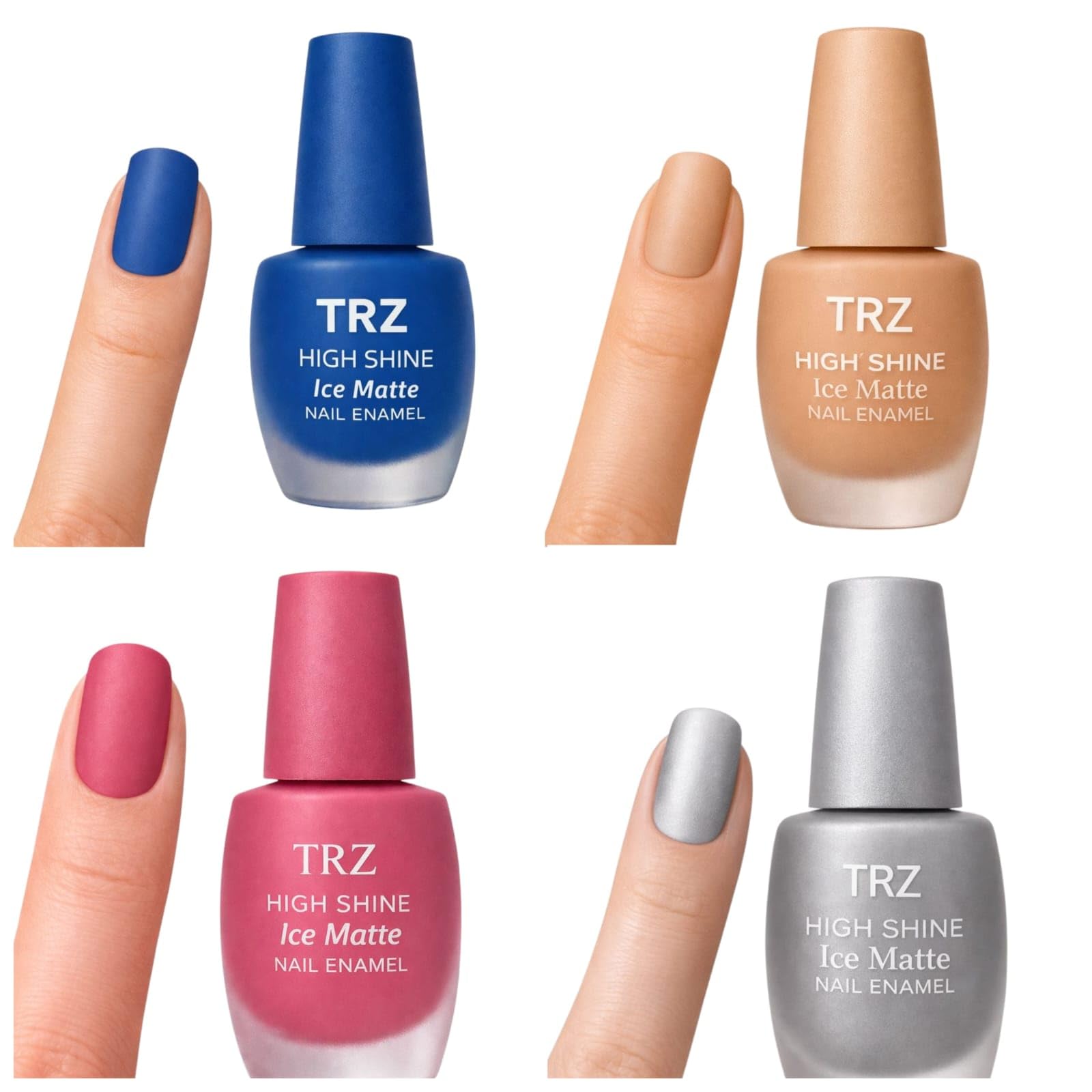 Ice Matte Nail Polish Combo Pack of 4 – Trendy Frost Inspired Matte Nail Paint Set for Women & Girls, Quick Dry Long Lasting Formula, Smooth Application, Chip Resistant Manicure Blue,Nude,BabyPink And Silver-image-41