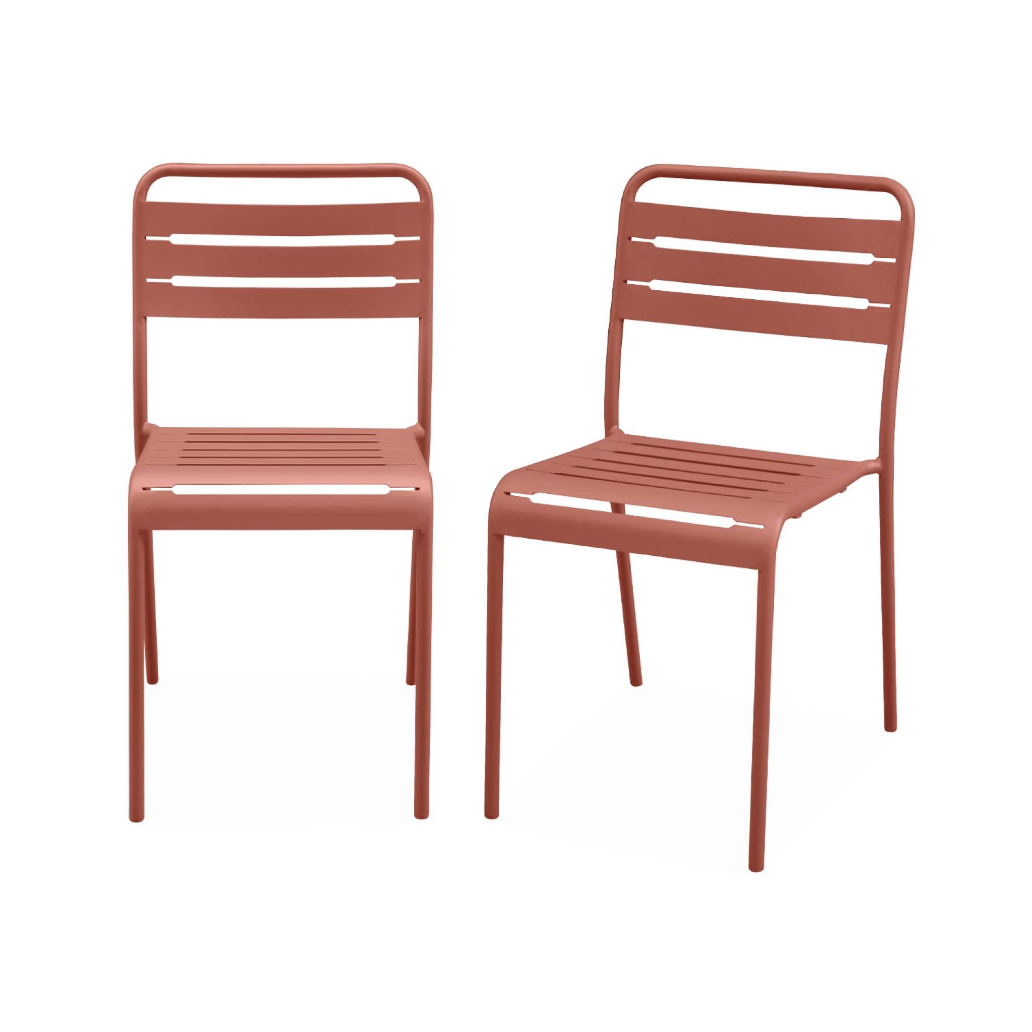 Alice's Garden - Lot de 2 chaises de Jardin Acier. 2 Places. Terracotta. Amelia. L44 x P52 x H79cm