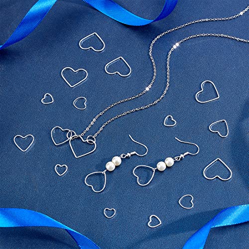 PH PandaHall 60pcs 925 Sterling Silver Plated Heart Frame Jewelry Charms - Image 2