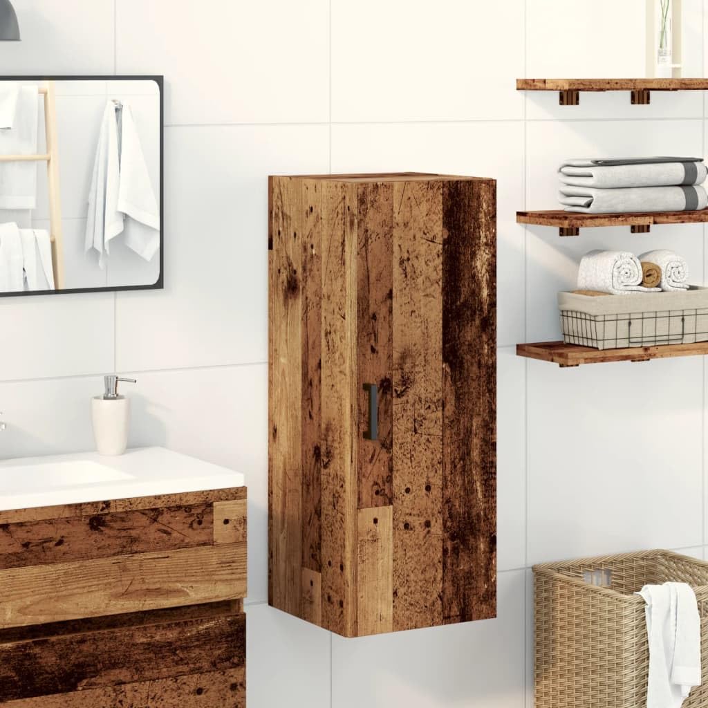 vidaXL Armadietto da parete in legno anticato/marrone, 34,5 x 34 x 90 cm, armadio in legno ingegnerizzato per soggiorno/casa
