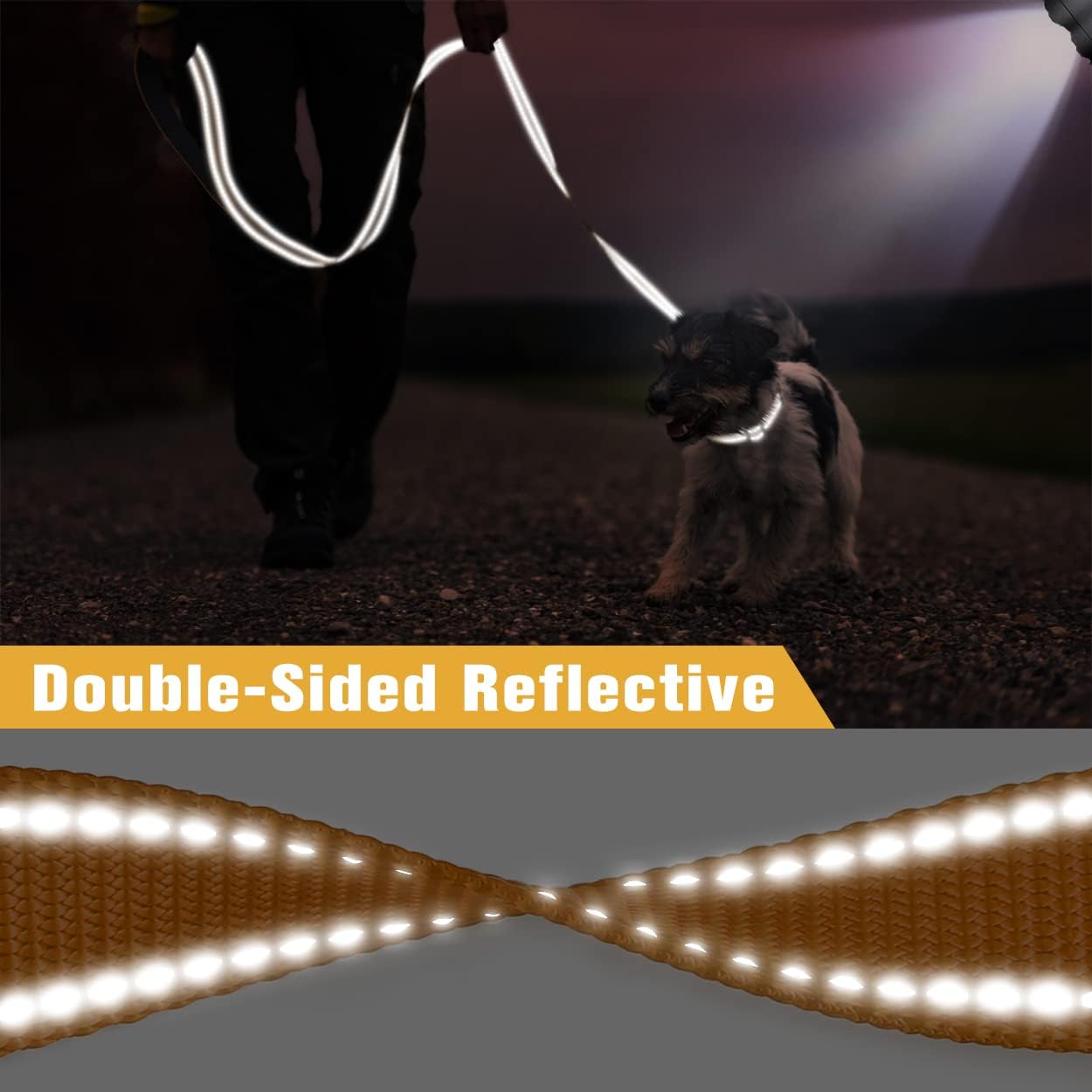 TagME 5FT Double-Sided Reflective Dog Leash, Soft Padded Handle Nylon Dogs leashes for Walking and Training for Medium & Large Dogs, Orange