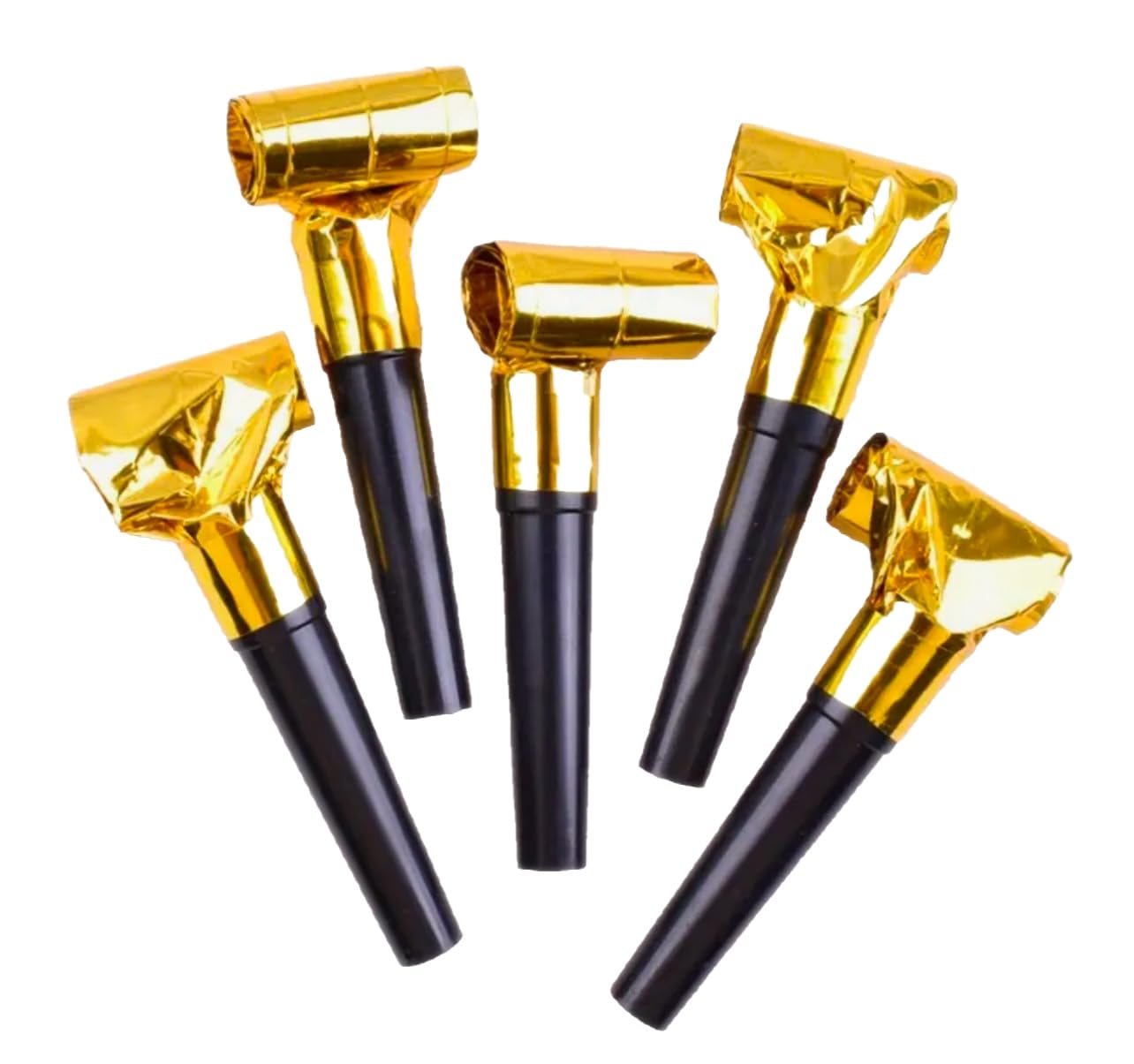 10 PCs Party Supplies Blowers, Noise Makers for New Years Eve Party Proops Black Gold Silver Tassels, Fun Celebration Toy Whistle Horns for Kids Adults 2026 (Golden)