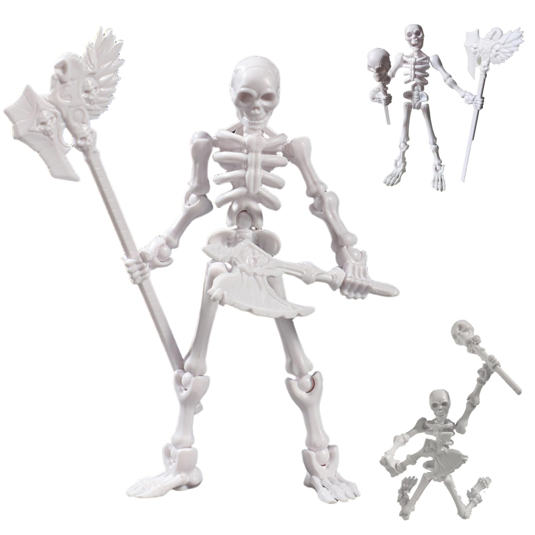 XJKLBYQ 3Pcs Action Figures Set, Skeleton Action Figure, Skeleton Toy 3D Printed Multi-Jointed Movable Decor