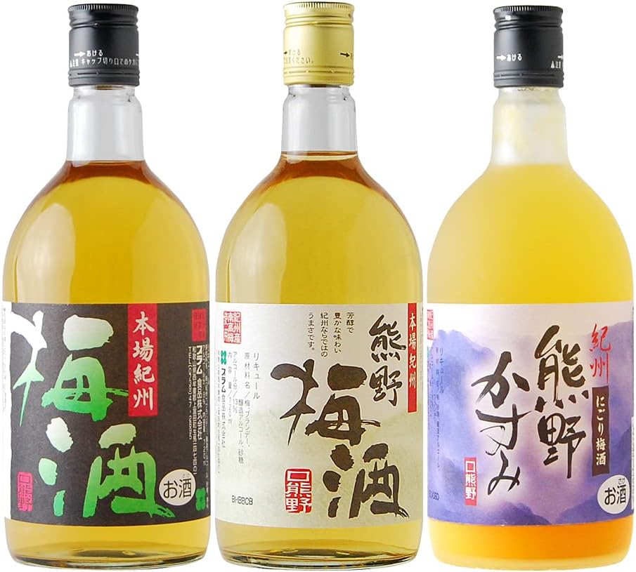 Amazon Co Jp プラム食品 紀州の梅酒 飲み比べセット 720ml 3本 熊野梅酒 本場紀州梅酒 熊野かすみ 食品 飲料 お酒
