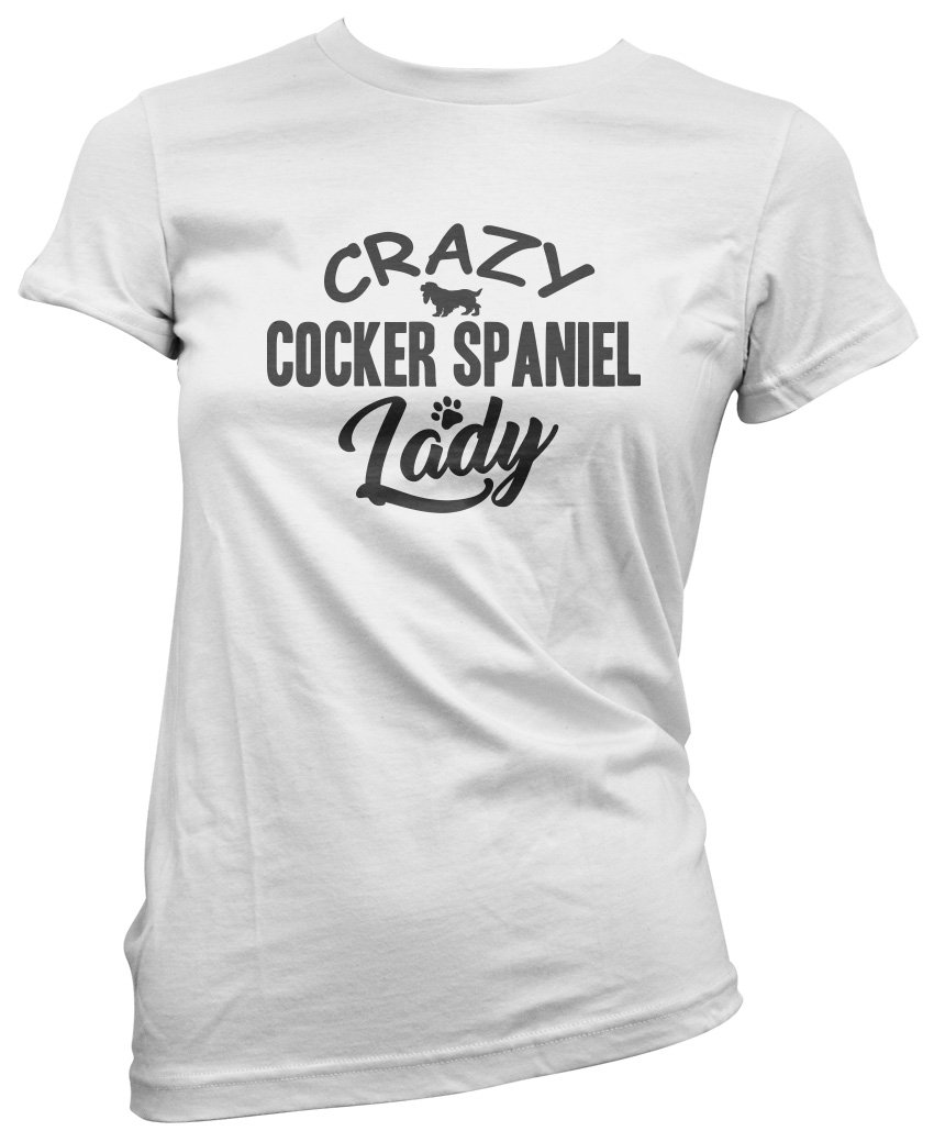 Hotscamp Women's White Crazy Cocker Spaniel Lady T-Shirt - 10
