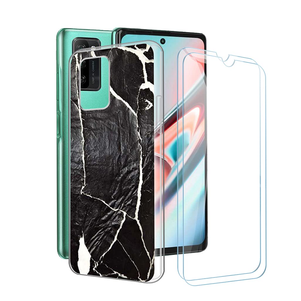 CXKJ Custodia per Blackview A100 (6.67 Pollice) Nero Cover + Pellicola Vetro Temperato, Morbido Silicone Custodie Protettivo TPU Gel Cover Protezione Slim Anti Case per Blackview A100 - CX25