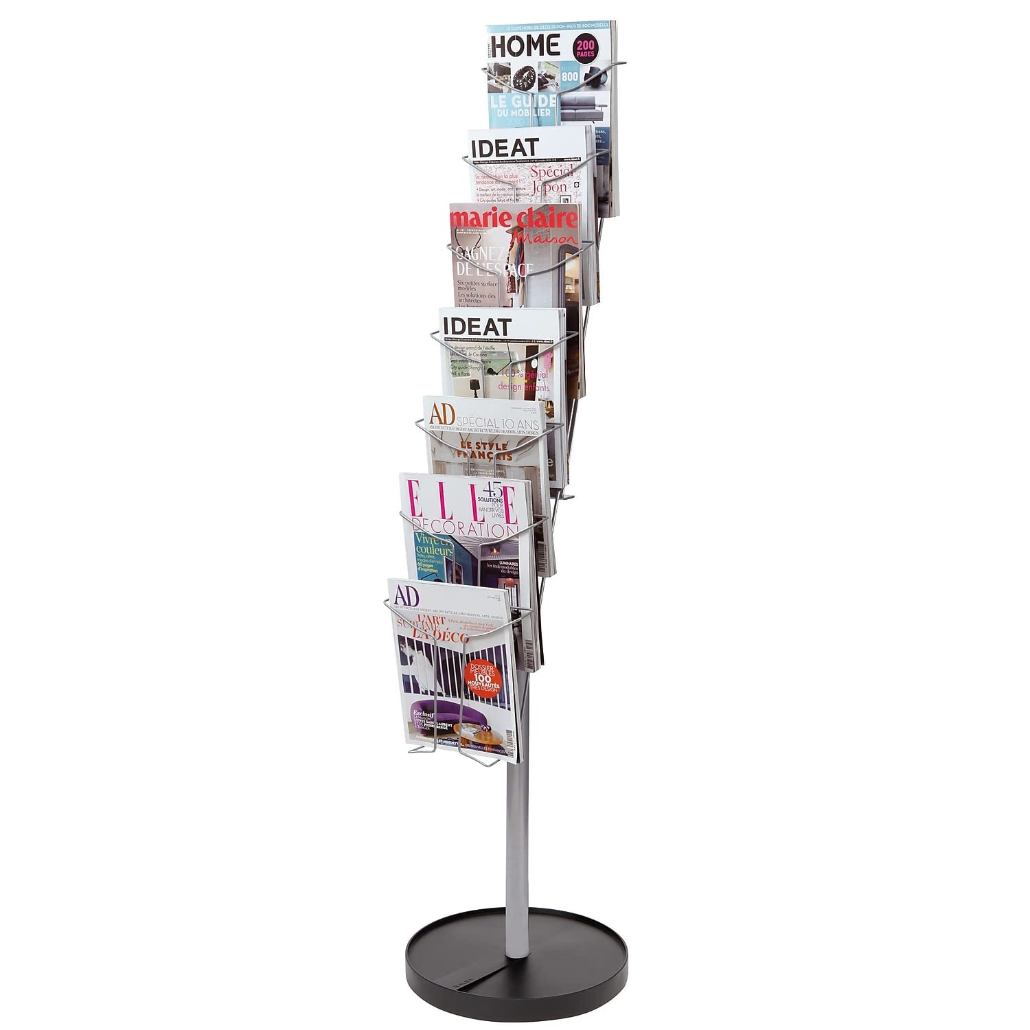 Alba Wire Floor Standing Literature Display, 7 Compartments, 59.1