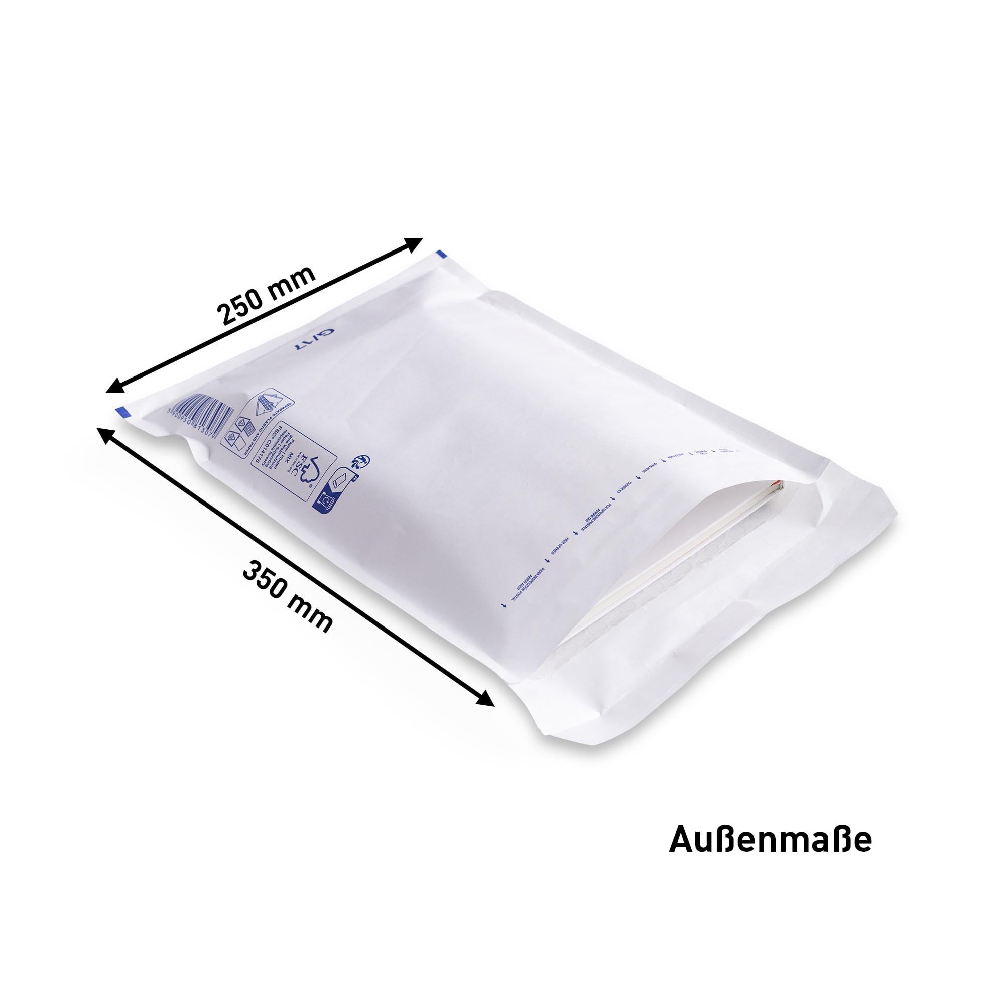Luftpolsterversandtasche 230 x 340 mm, G/7 DIN A4+, weiß, gepolsterte Versandtasche mit Trifix-Verschluss (200)
