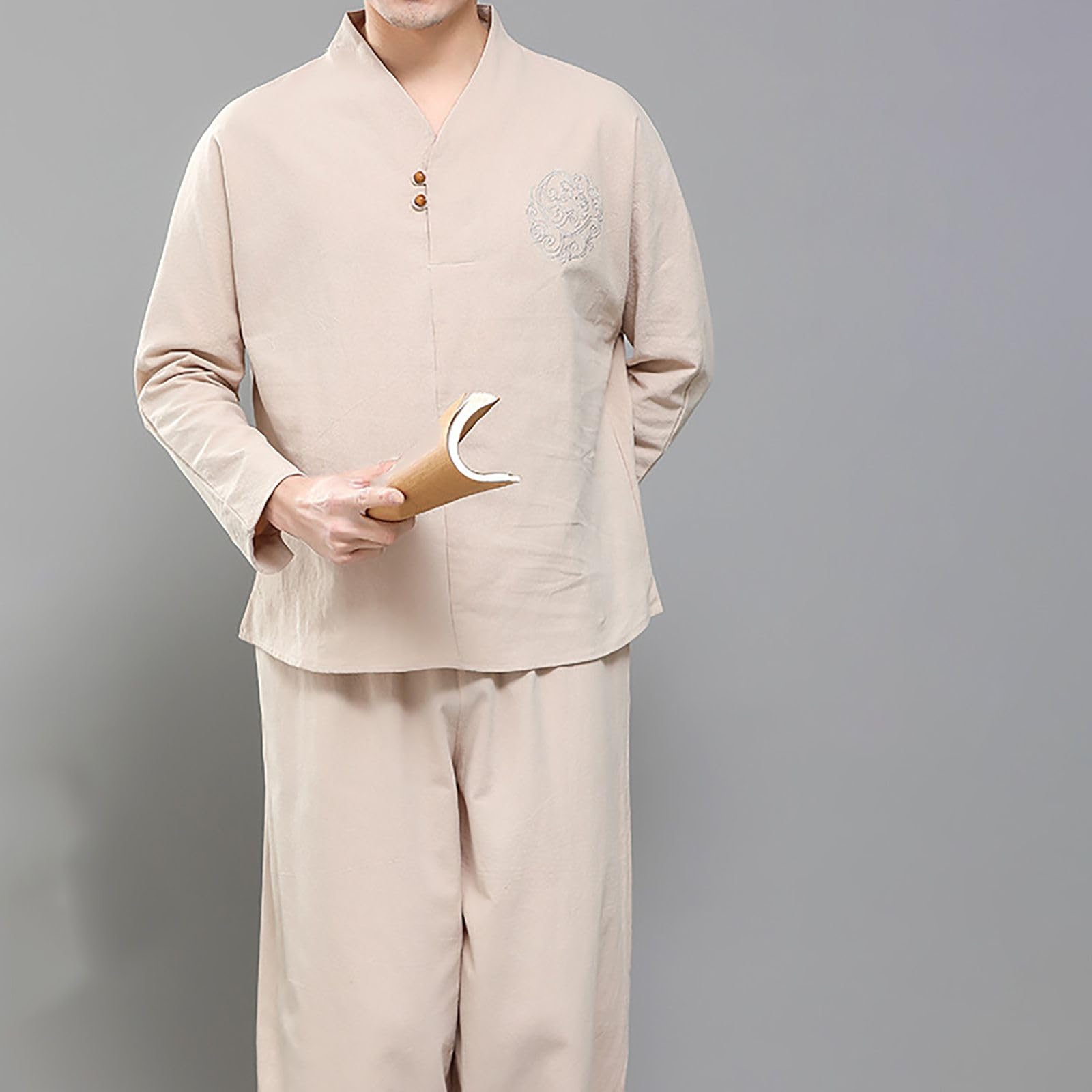 Tai Chi Odzież Kung Fu Garnitur Walki, Chiński Wiosna I Lato Długie Rękawy Garnitur, Luźne Ubrania Kostiumowe Zen Ubrania Tang