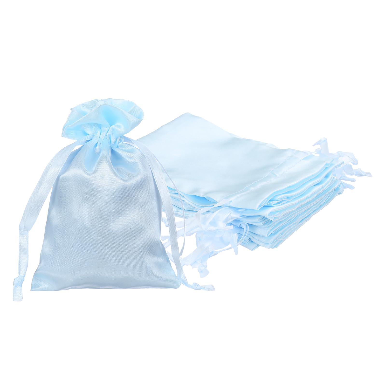 PATIKIL Satin Drawstring Favor Bags, (7" x 5", Sky Blue) (12Pcs), Satin Gift Bags Gift Pouches with Drawstrings, Suit for - Wedding/Festival/Birthday/Celebration
