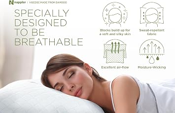 Nappler Cooling Pillow for hot Sleepers - Bed Pillows King Size Premium Set of 2 - Supportive Breathable Adjustable Shredded Memory Foam - Medium to Firm Pillows for Back, Stomach & Side Sleepers
