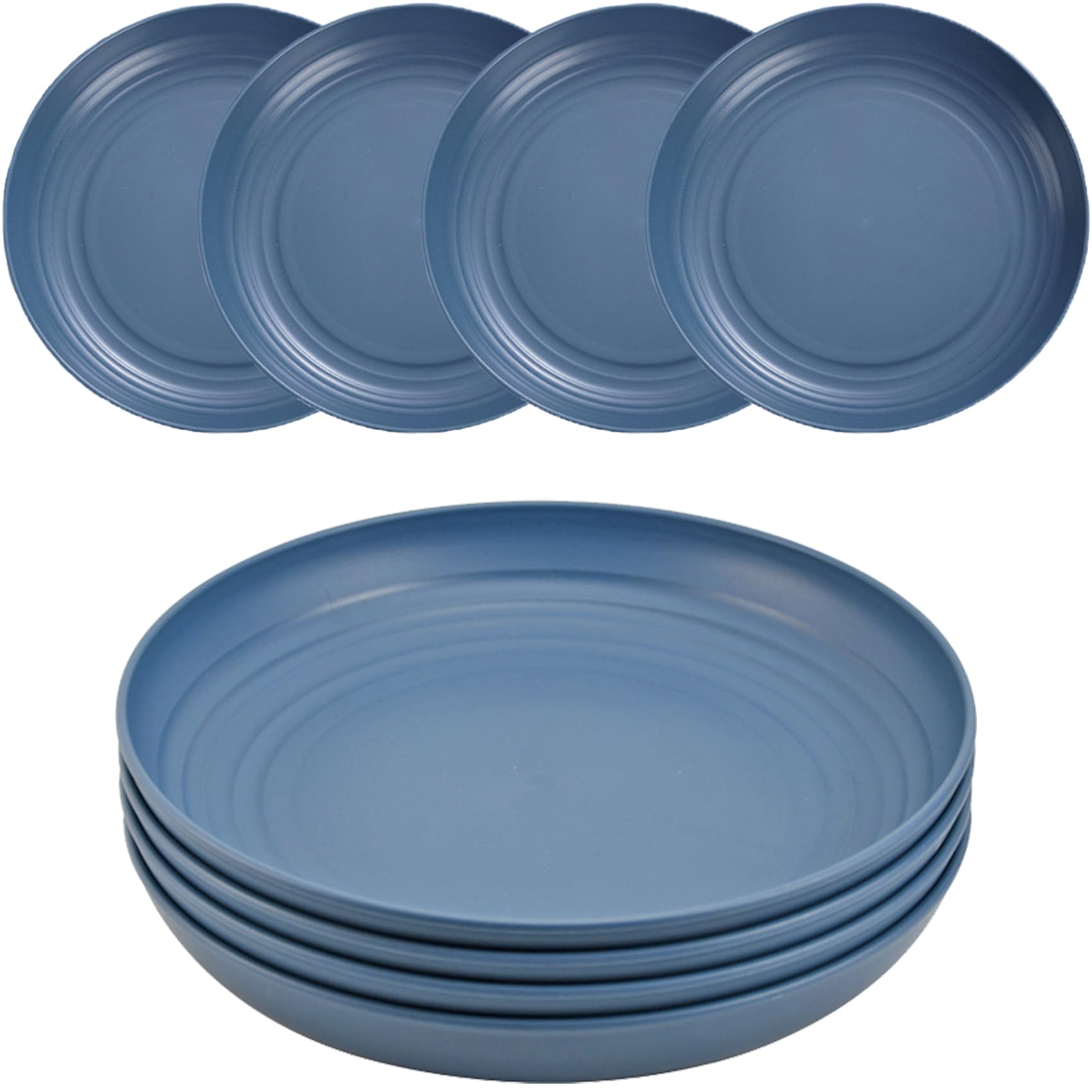 MaoMaoCha Plastic Plates Reusable Set of 4, 20 cm Unbreakable Dinner Plates, Lightweight Camping Plate for Picnic Salad