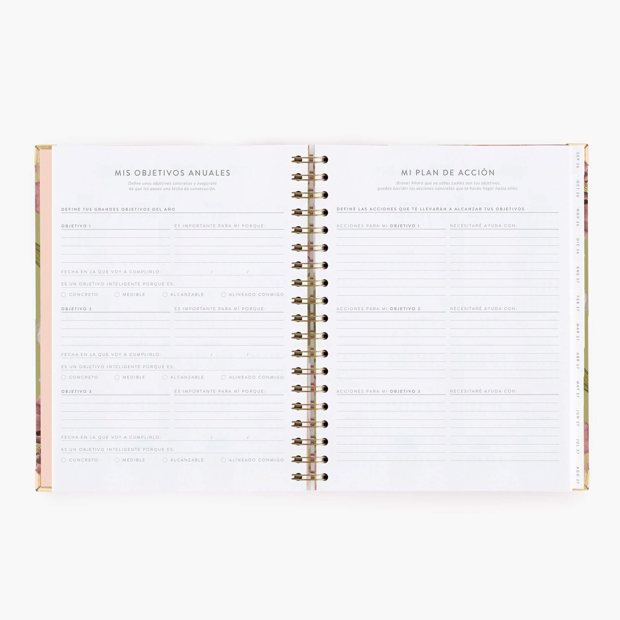 Charuca Akademischer Terminkalender 2026-2027 WÖCHENTLICHE ANSICHT – Hardcover mit Golddetails, Großes Format – Inklusive schützender Stofftasche und Lesezeichen (EDÉN)