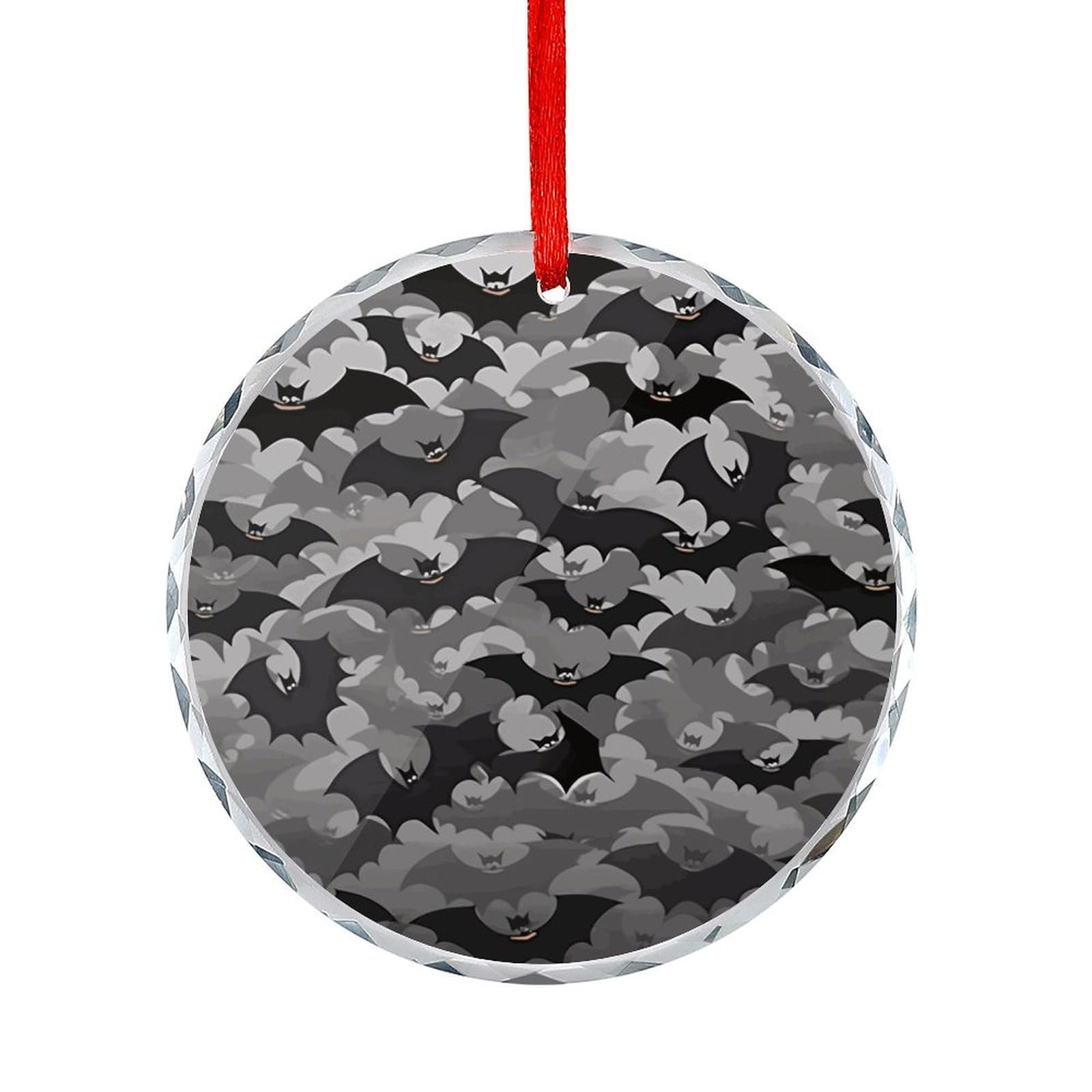 Btcowzrv Style Halloween Bats Grey Round Ornament Hanging Pendant Decor