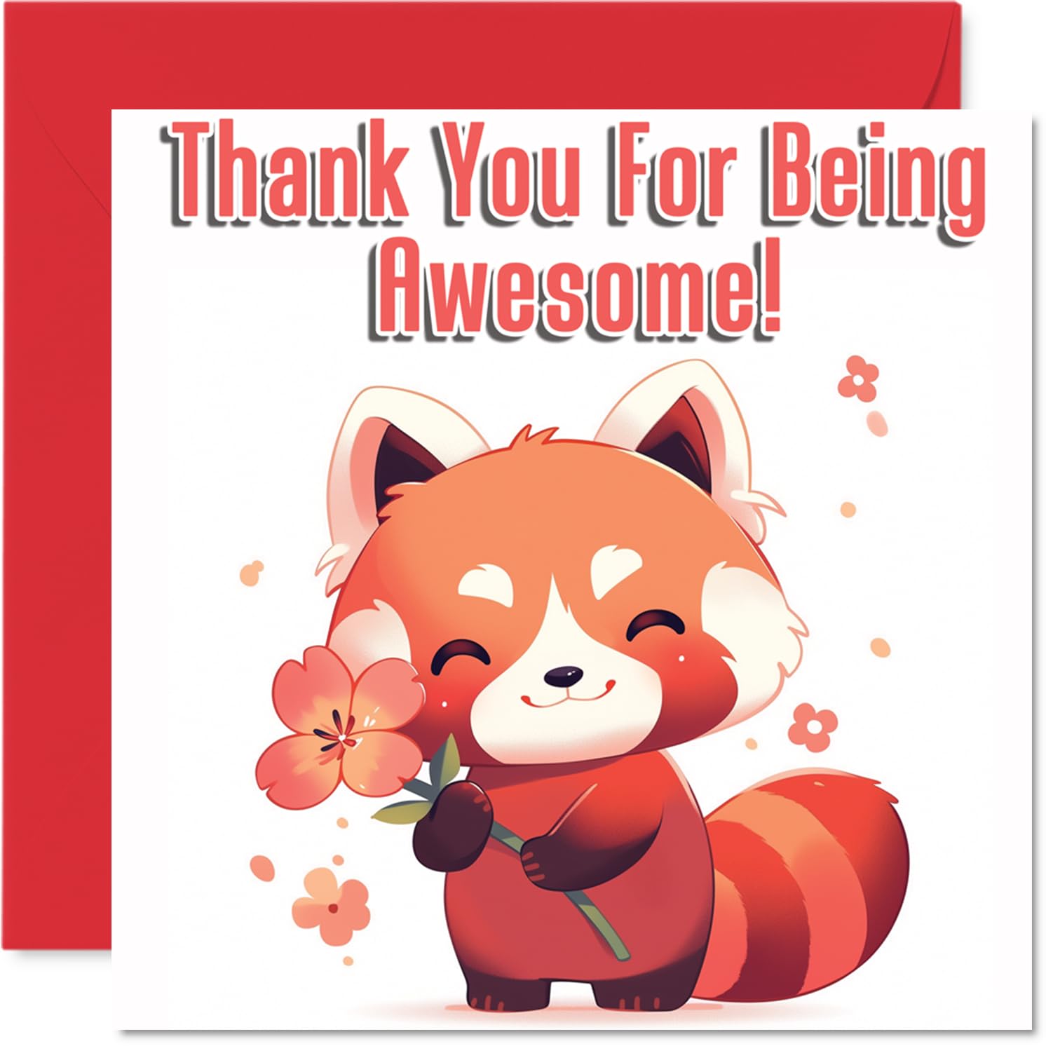 Cute Red Panda Thank You Card for Girls Boys - Awesome Animals - Thankyou Cards for Cousin Brother Niece Son, 145mm Thank You So Much Appreciation Greeting Cards