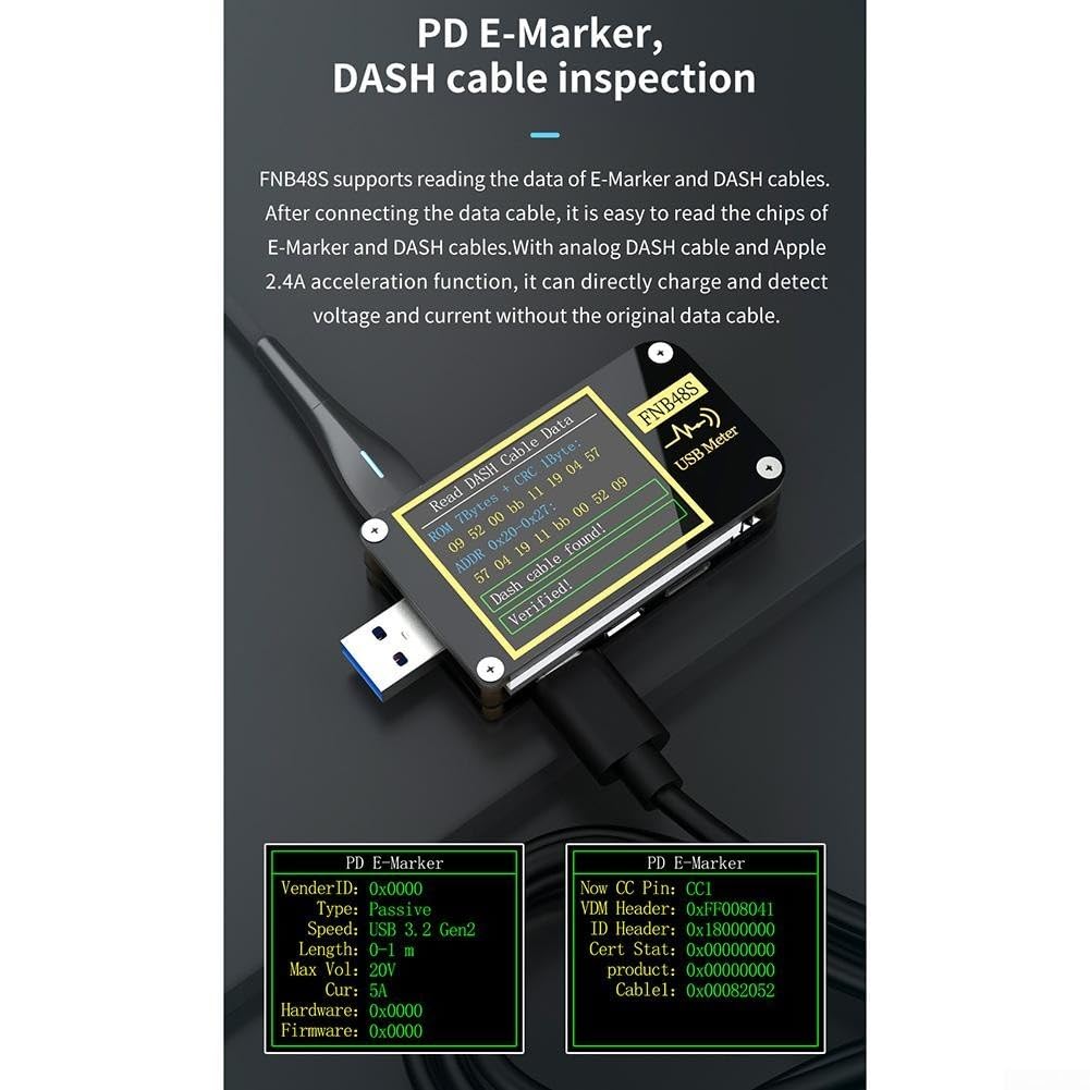 USB C Tester FNB48S 1.77 Zoll für hd Farbdisplay USB C Tester(without)