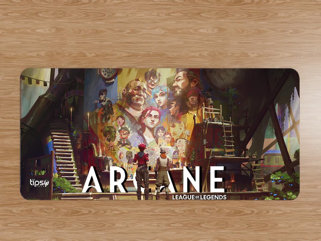 The Tipsy Tale Arcane League of Legends Print Mousepad || Size: XL (90x42 CM) || Anti-Slip Rubber Base Desk Mat with Smooth Surface & Non-Slip Base for Gaming & Work-image-5