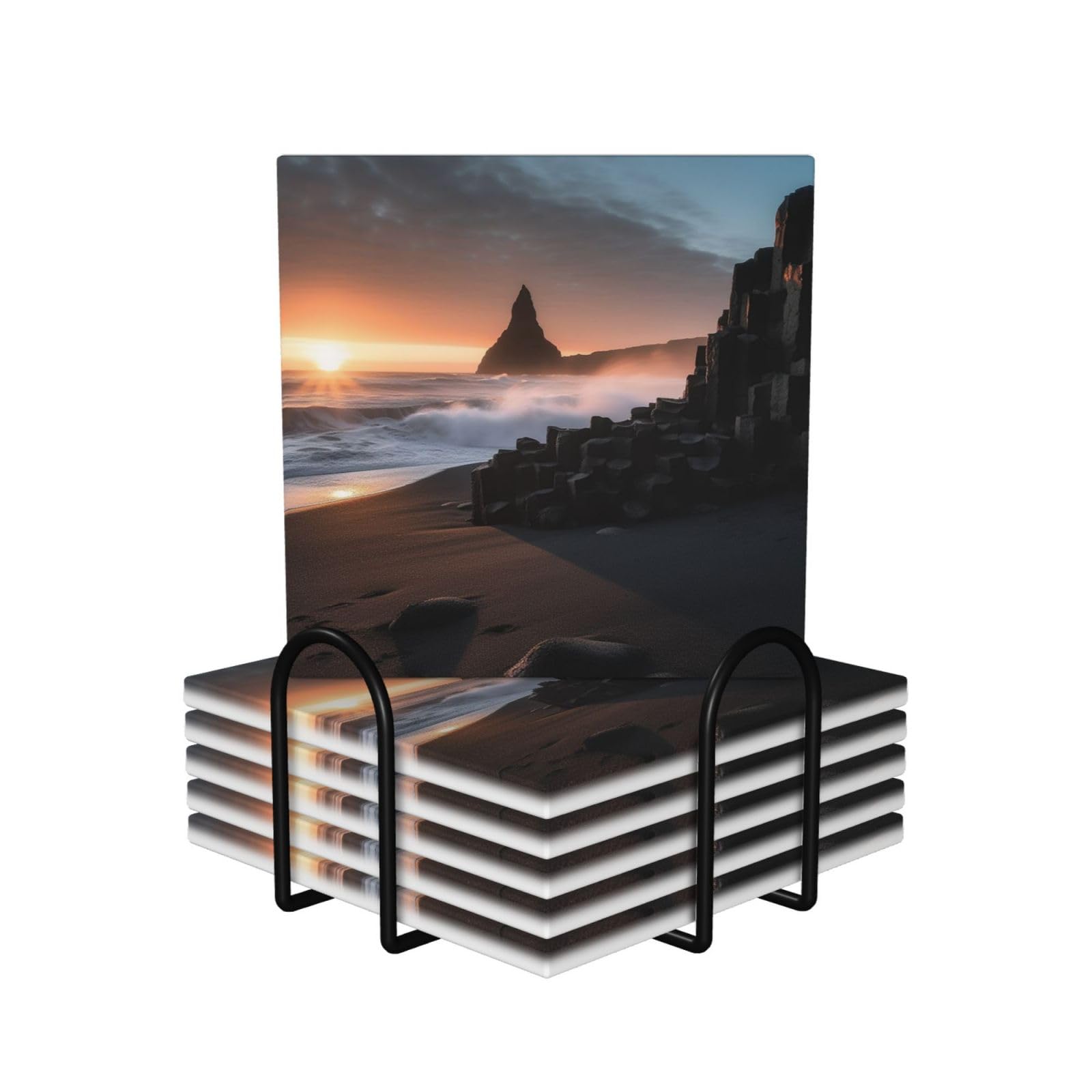 Dessous de verre en céramique absorbant anti-rayure avec support de rangement