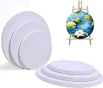 6 Pack Round Canvas for Painting, 3 Sizes 8, 10 and 12 Inch White Pre Stretched Canvas Panels, Large Blank Circle Canvases with Wooden Frame for Oil, Acrylic, Gouache, Tempera Paints, DIY Art Craft
