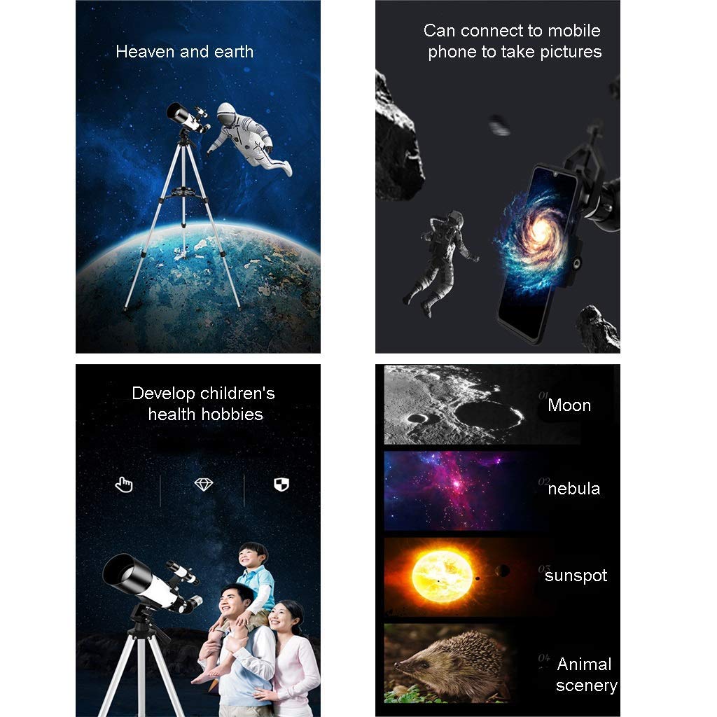 Telescopio portátil para niños Principiantes con trípode y Ocular, telescopio Refractor con Bolsa de Transporte para niños Principiantes (Color: Paquete 5) (Paquete 6)