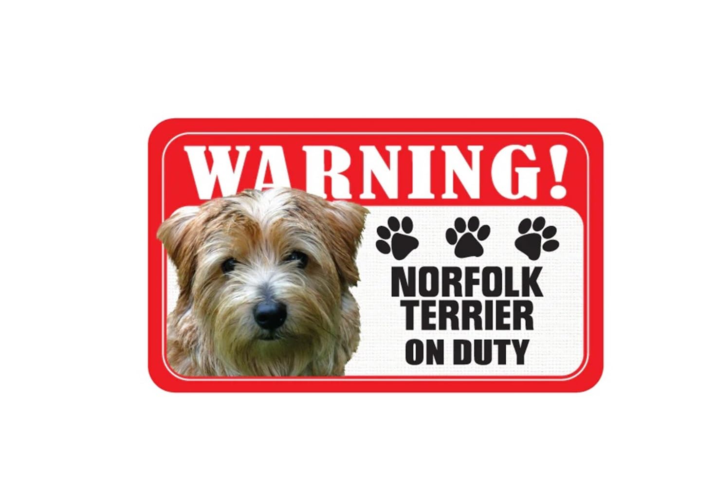 Norfolk Terrier Sign - Laminated Card -  Beware Of Dog 20cm x 12cm