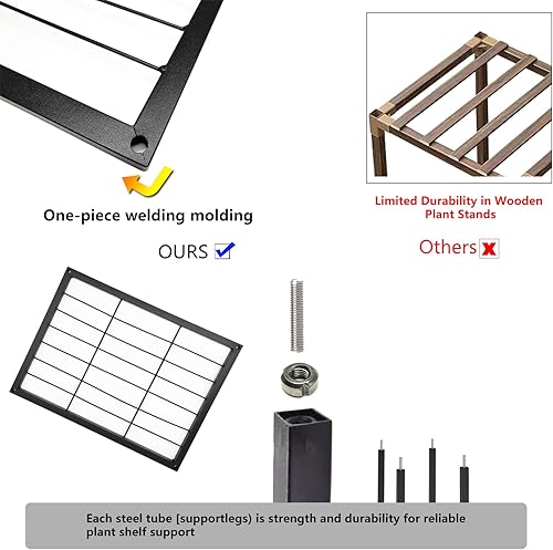 Miniatura 4 de Soporte de plantas de metal para interior, soportes de plantas de metal para exterior, estante escalonado de 4 niveles para múltiples plantas, 8