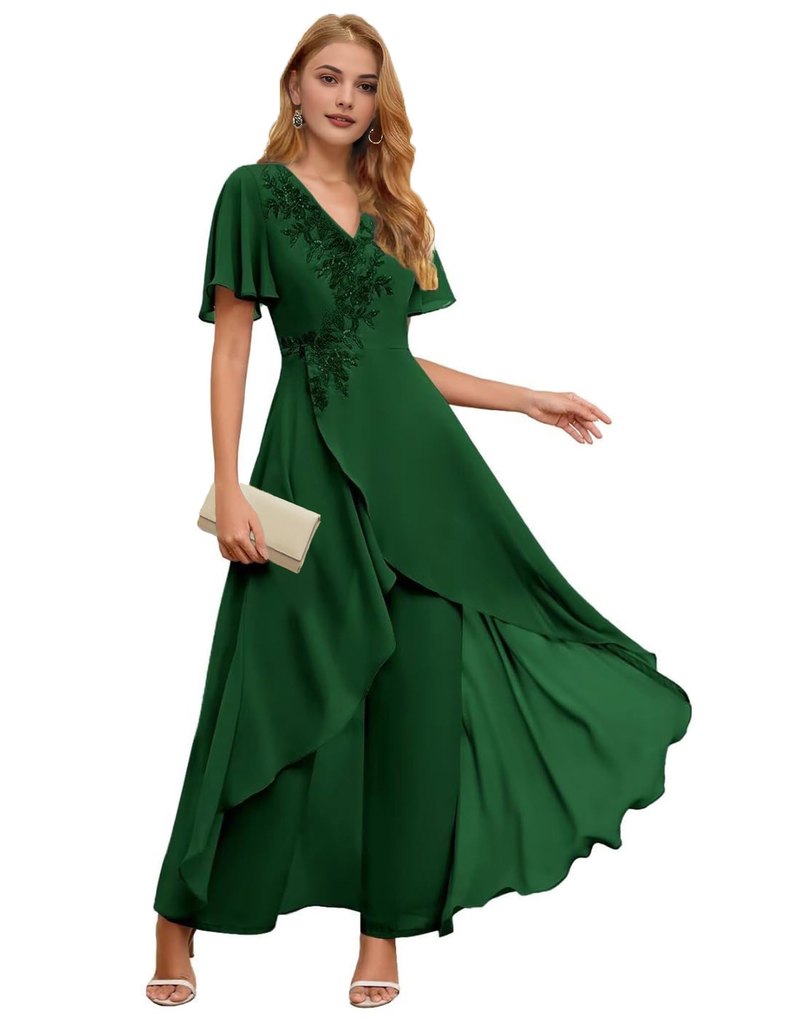 Chiffon Mother of The Bride Pant Suits for Wedding Guest Dresses Formal Outfit Womens Jumpsuit