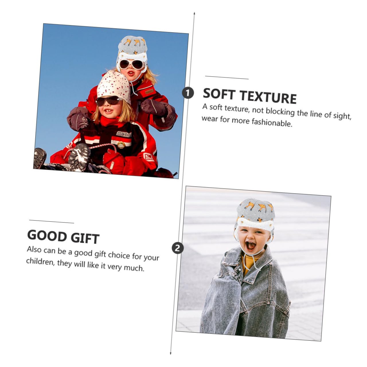 LIFKOME Bonnet de Ski Chapeaux de Fille Enfant Hiver Chapeau Contre Le Froid Casquette de Ski Enfant s Bonnet Hiver Casquette Chaude Bonnet Coton Chapeau d' d'er Grey