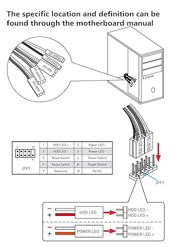 Miniatura 6 de LIVISN Interruptor de botón de metal de chasis de 0.630 in con cable de extensión de 2 pies de 23.6 in, anillo azul LED para computadora de