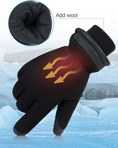Miniatura 4 de OZERO Guante impermeable de invierno, 30 , a prueba de frío, pantalla táctil, antideslizante, palma de silicona, guante cálido para conducir,