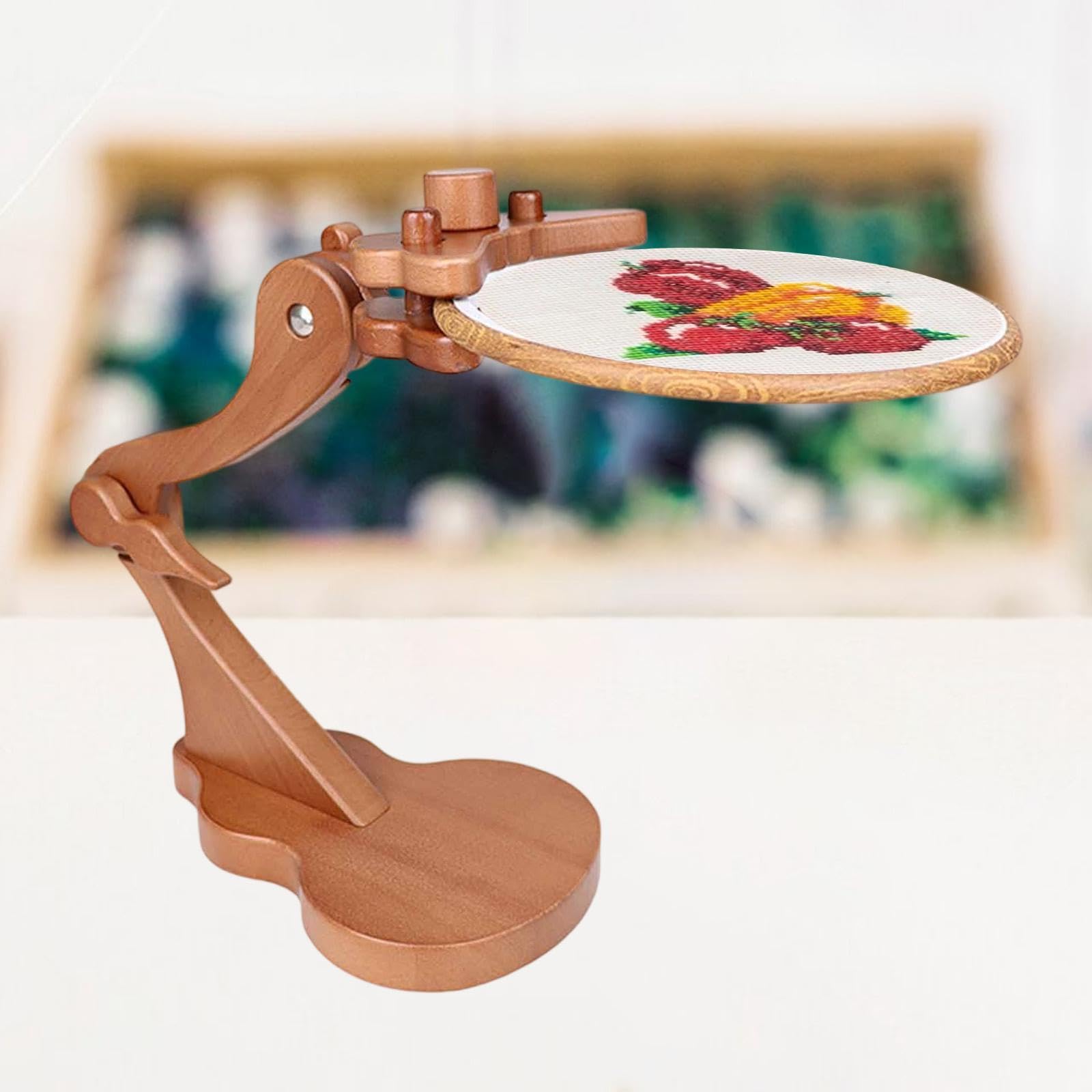 Soporte para Bastidor de Bordado, Base de Madera Estilo Violín, Práctico para