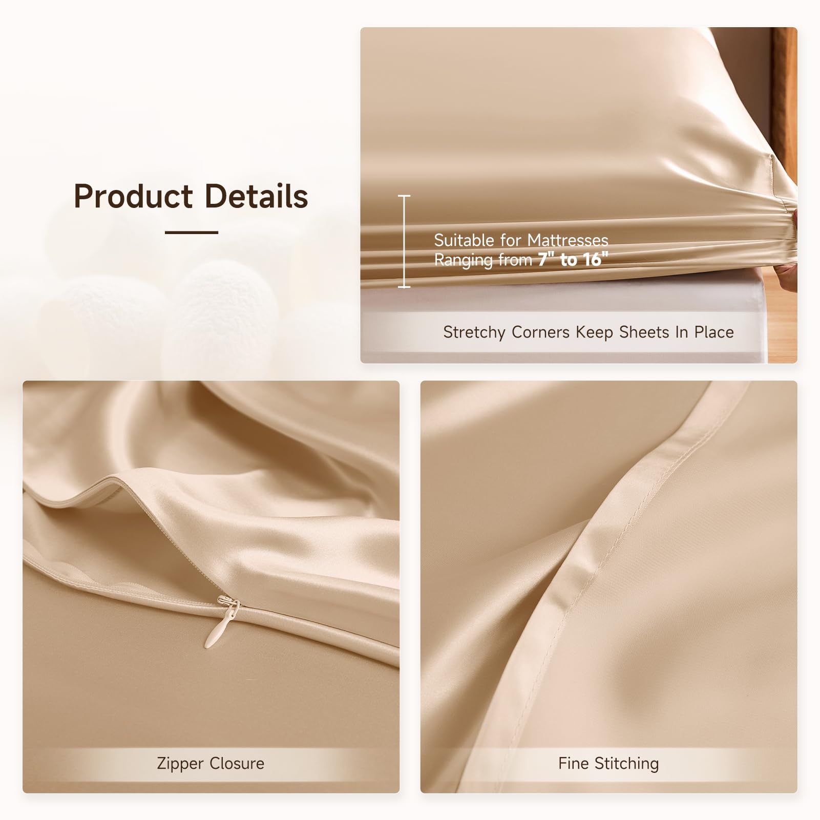 THXSILK Baby Spannbettlaken - 100% Maulbeerseide 52x105cm Mit Klettverschluss