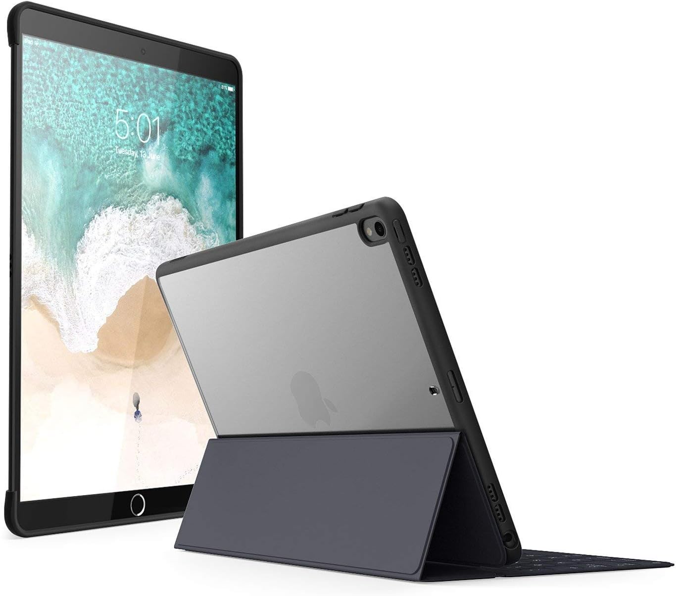 i-Blason Case for iPad Pro 10.5" (2017 Release) and iPad Air 3 10.5" 2019 (3rd Generation), Compatible with Official Smart Cover and Smart Keyboard Clear Hybrid Cover Updated Version (Clear/Black)