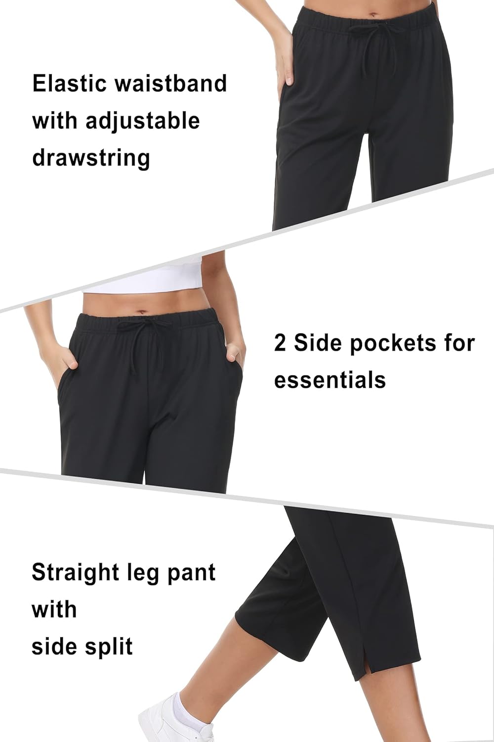 COZZIPLUS Women's Lightweight Capri Pants with Pockets, High Waist Wide Leg Quick-Dry Cropped Pants for Yoga & Travel - Image 5