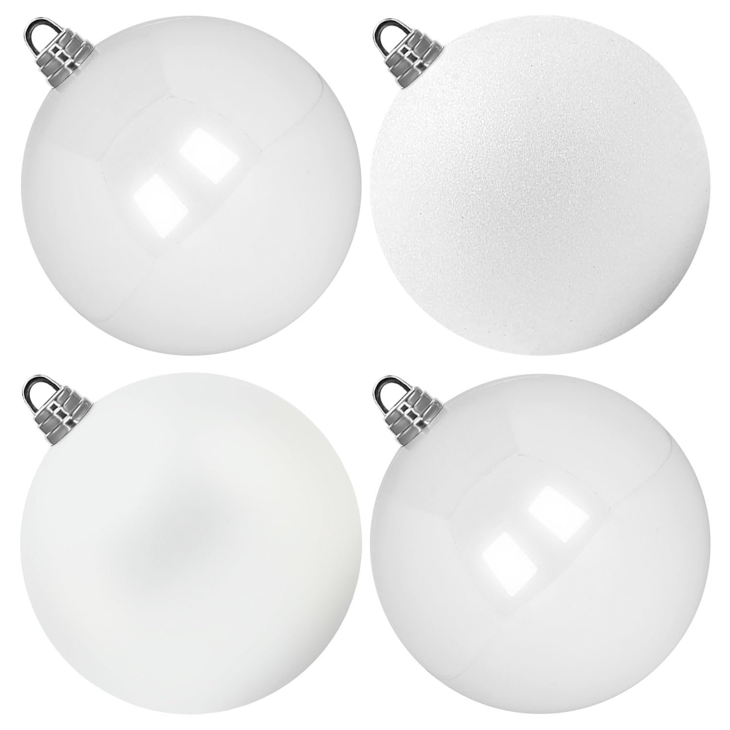 Photo 1 of *Box damaged* Benjia Extra Large Size Outdoor Christmas Ornaments, Oversized Huge Big Shatterproof Xmas Christmas Plastic Balls for Outside Lawn Yard Tree Hanging Decorations (12"/300mm, White, 4 Packs)