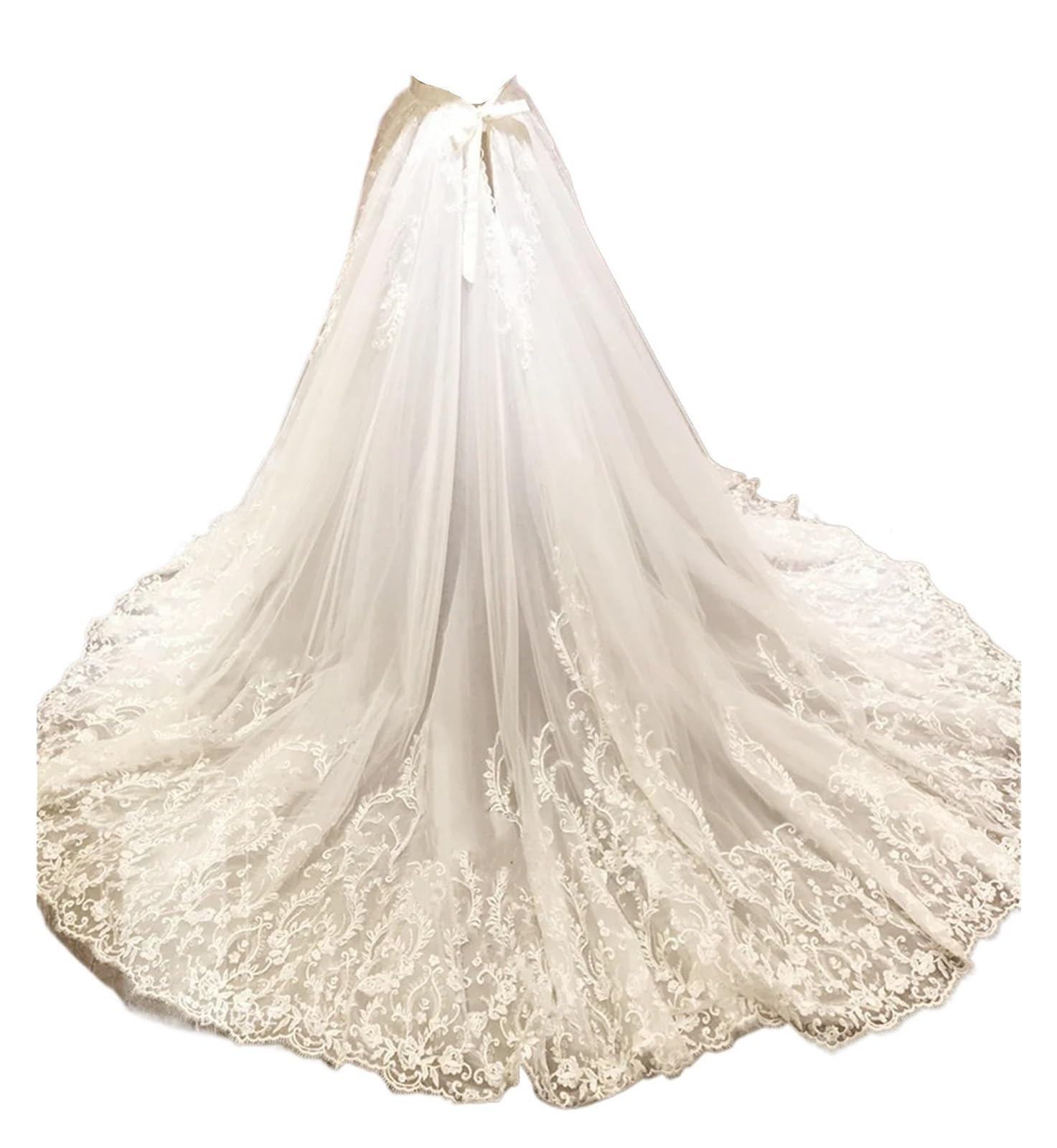 Sottogonna Donna Gonna da Sposa Rimovibile con Strascico Staccabile in Tulle e Pizzo di Lusso, for Abiti da Sposa.