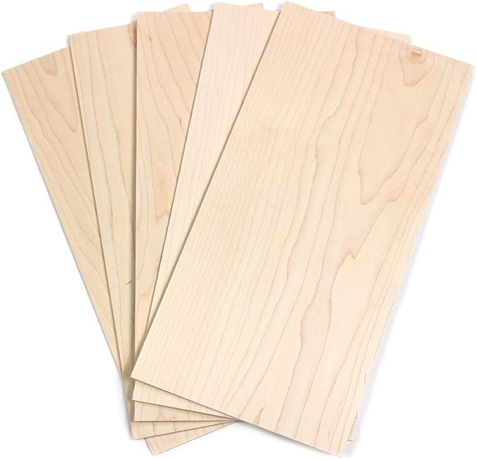 wodewa Wooden Veneer Set 2 mm Thick Veneer Maple 15 x 14 cm Set of 5