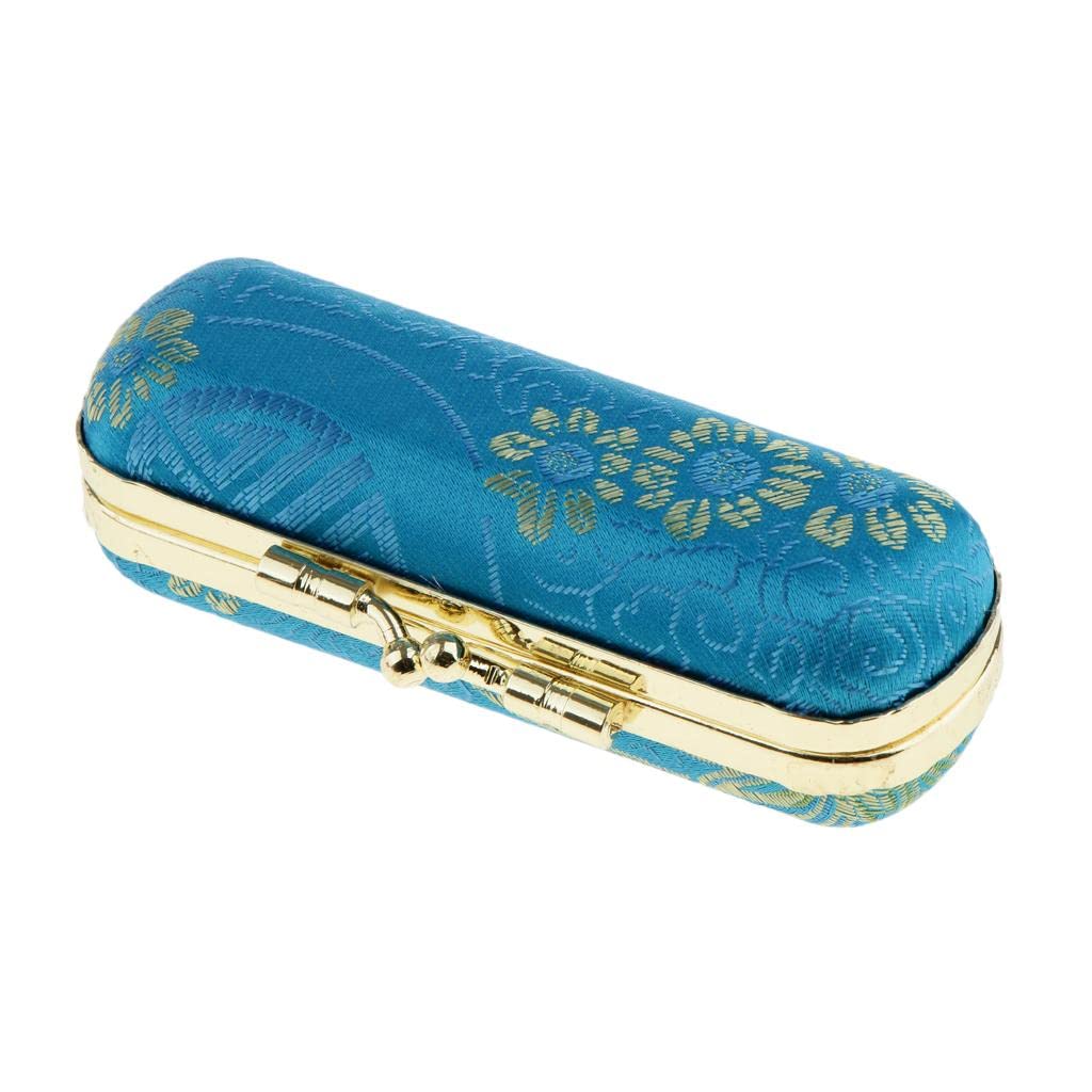 LOOM TREE® Embroidered Brocade Lipstick Case Holder with Mirror,Chinese Traditional Flower Design Makeup Jewelry Holder Box Lip Balm Carry Case Travel | Authentic Collector's Piece |