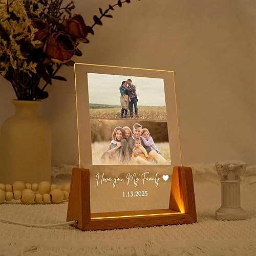 Miniatura 3 de Placa de luz nocturna personalizada, lámpara de fotos para parejas, luz nocturna LED personalizada, regalo de San Valentín para ella, él, familia y