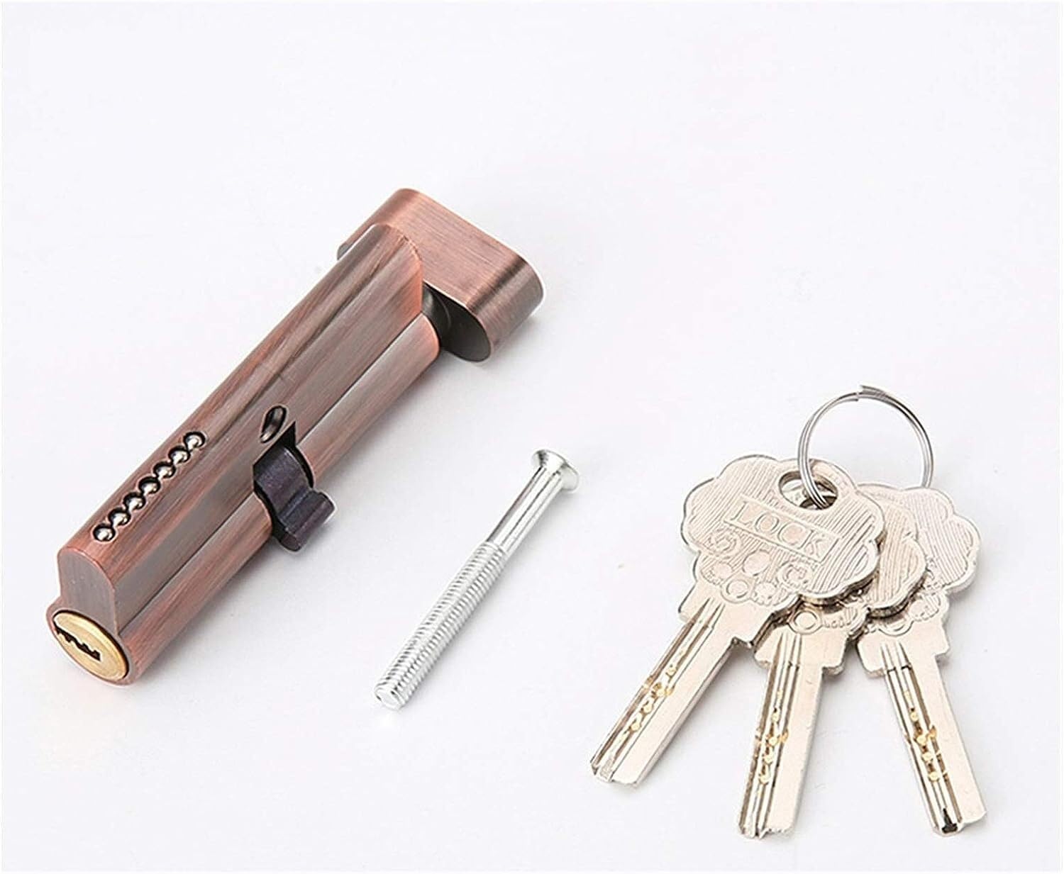 Cylindre de serrure 70mm en zinc noir avec 3 clés pour porte en bois