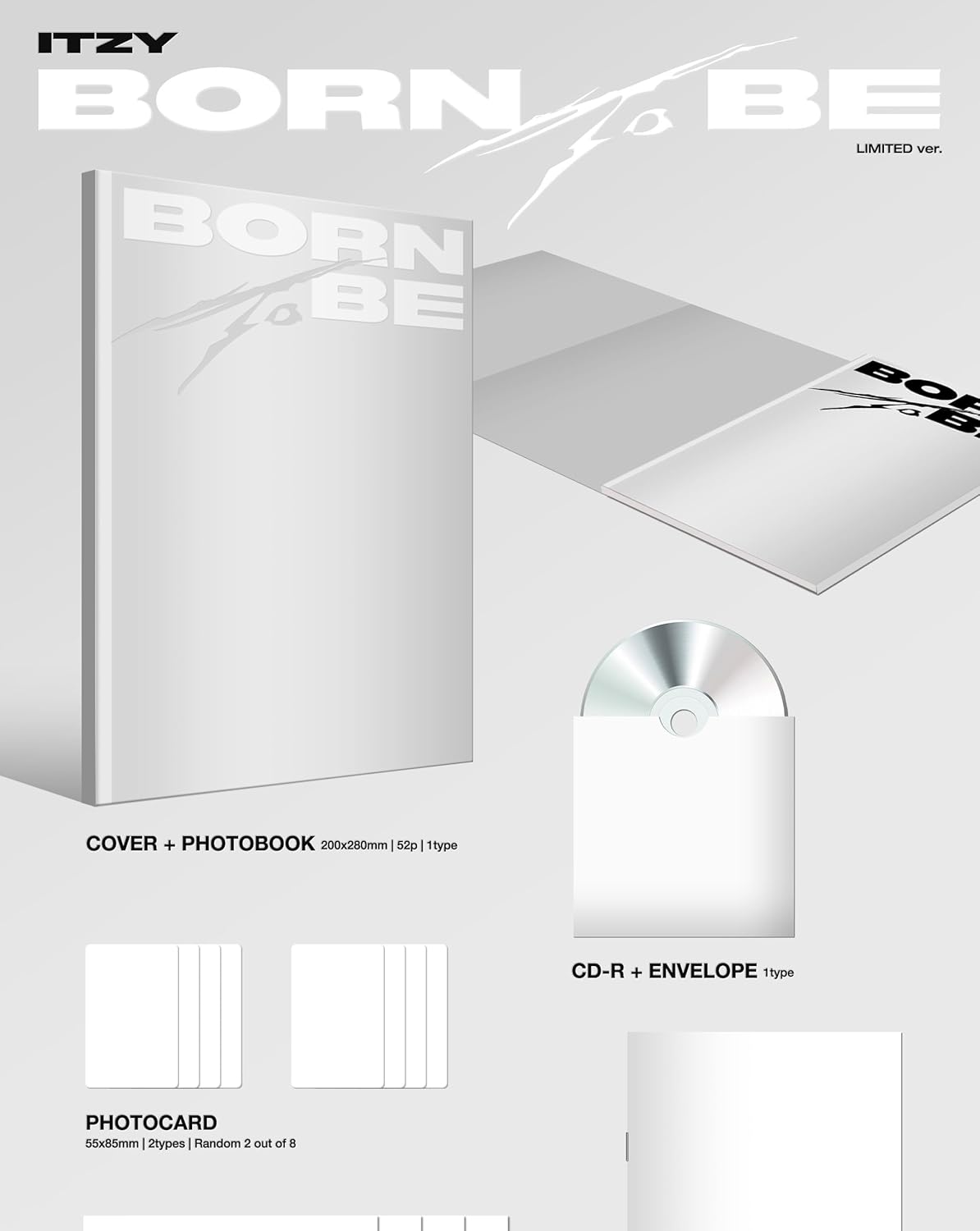 ITZY Born to BE 2nd Album Contents+Poster on Pack+Photocard+Tracking Sealed (Full 6 Version Set(Included Limited Version))