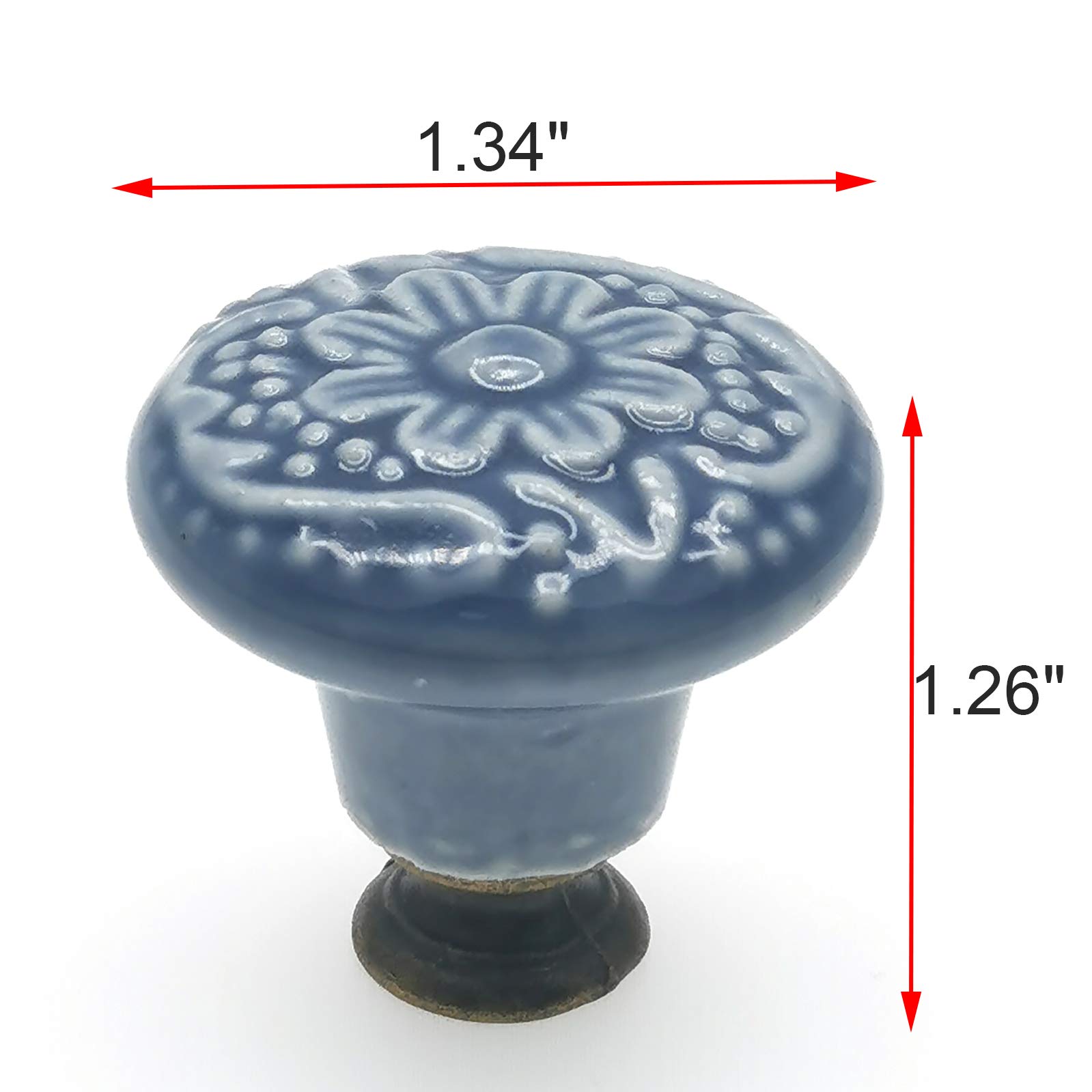 Schubladenknäufe, Vintage-Keramikknäufe für Kommoden, Schubladen, Schrankknöpfe, dekorative Zuggriffe, Hellblau, 12 Stück