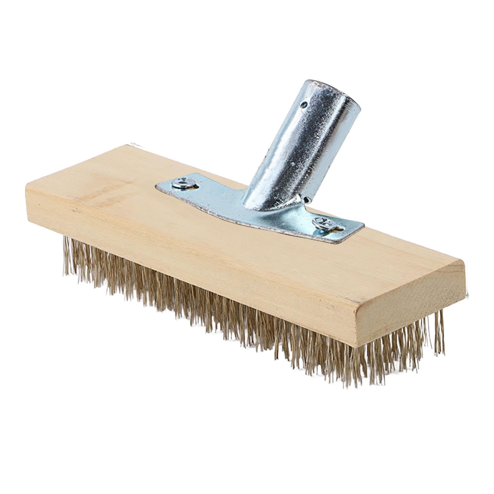 Leefasy Deck Wire Brush Concrete Brush Cleaning Metal Surface Wire Scratch Brushes Rust Removal Barbecue Handle Wire Brush Wire Broom , 20cm with Adapter