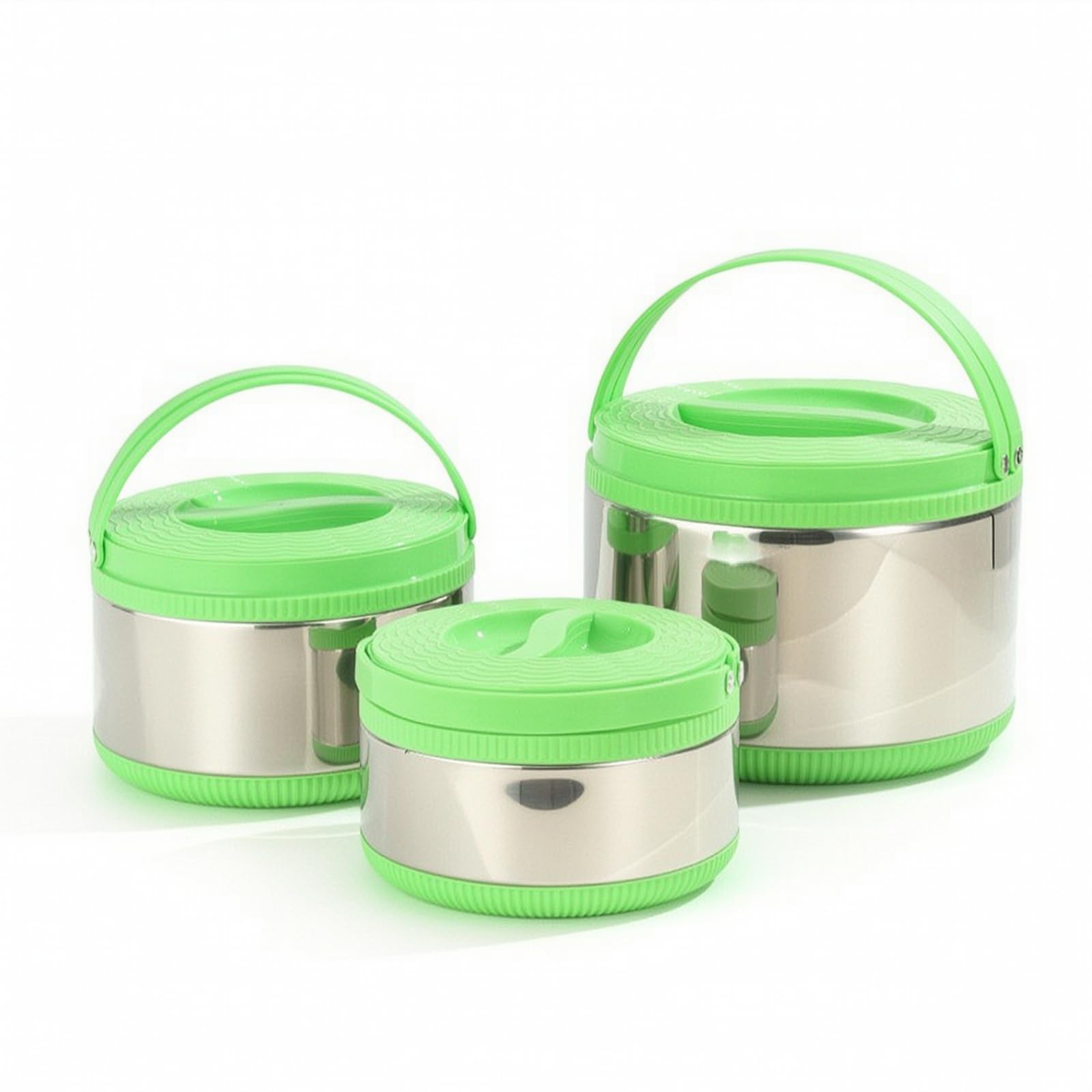 Isotérmico Contenedor Térmico Recipiente para Guisos y Platos Calientes Asa Plegable Ligera Apto para Trabajo Escuela Excursiones Almuerzos Fuera de, Array, Verde, Juego De Tres Piezas Verde