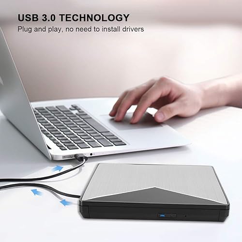Miniatura 5 de Zopsc-1 Aleación de aluminio USB3.0 Unidad de DVD externa, CDDVD portátil +-RW unidadreproductor de DVD para portátil portátil CD ROM quemador de