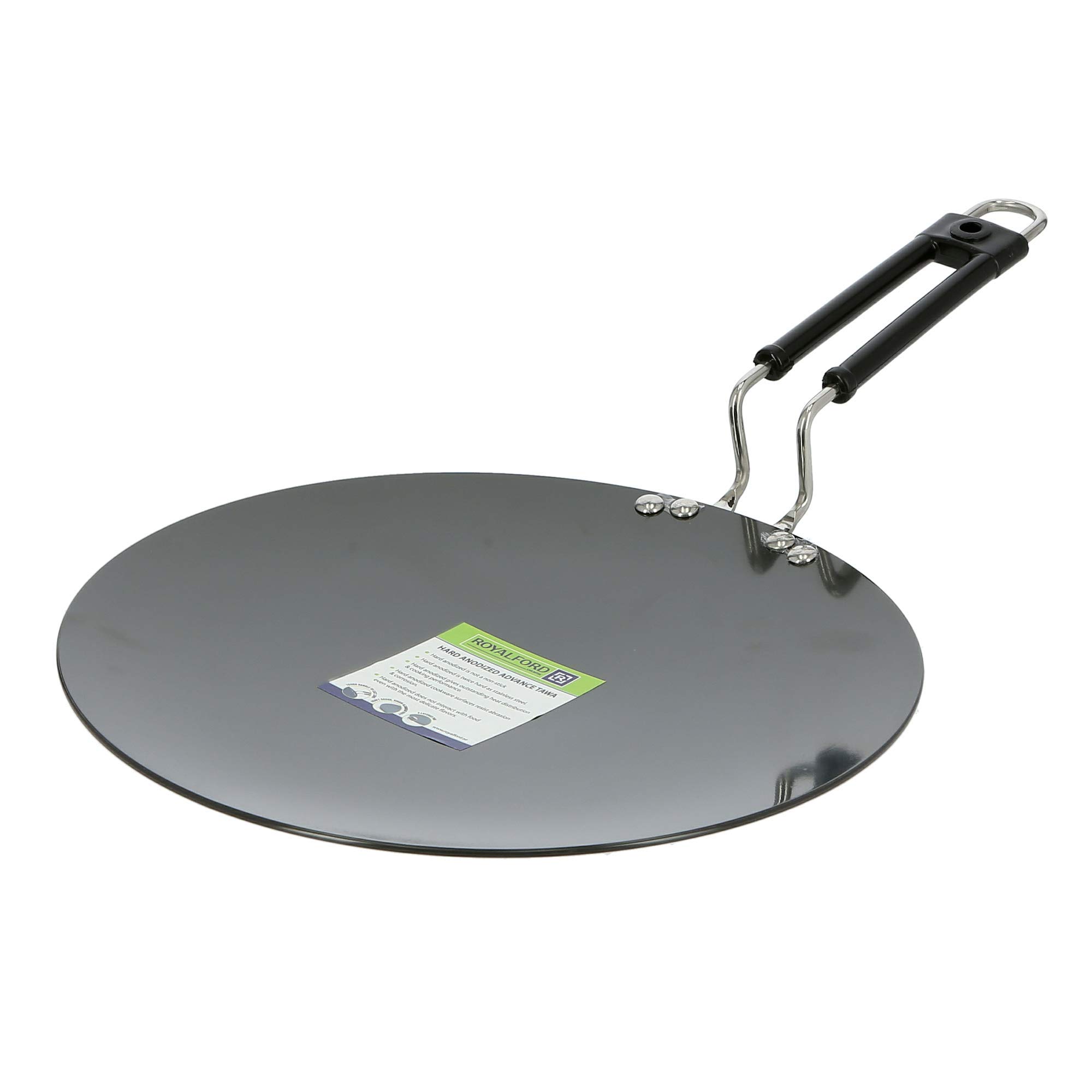 Royalford Glossy Tawa 30cm, Black, Aluminum Material